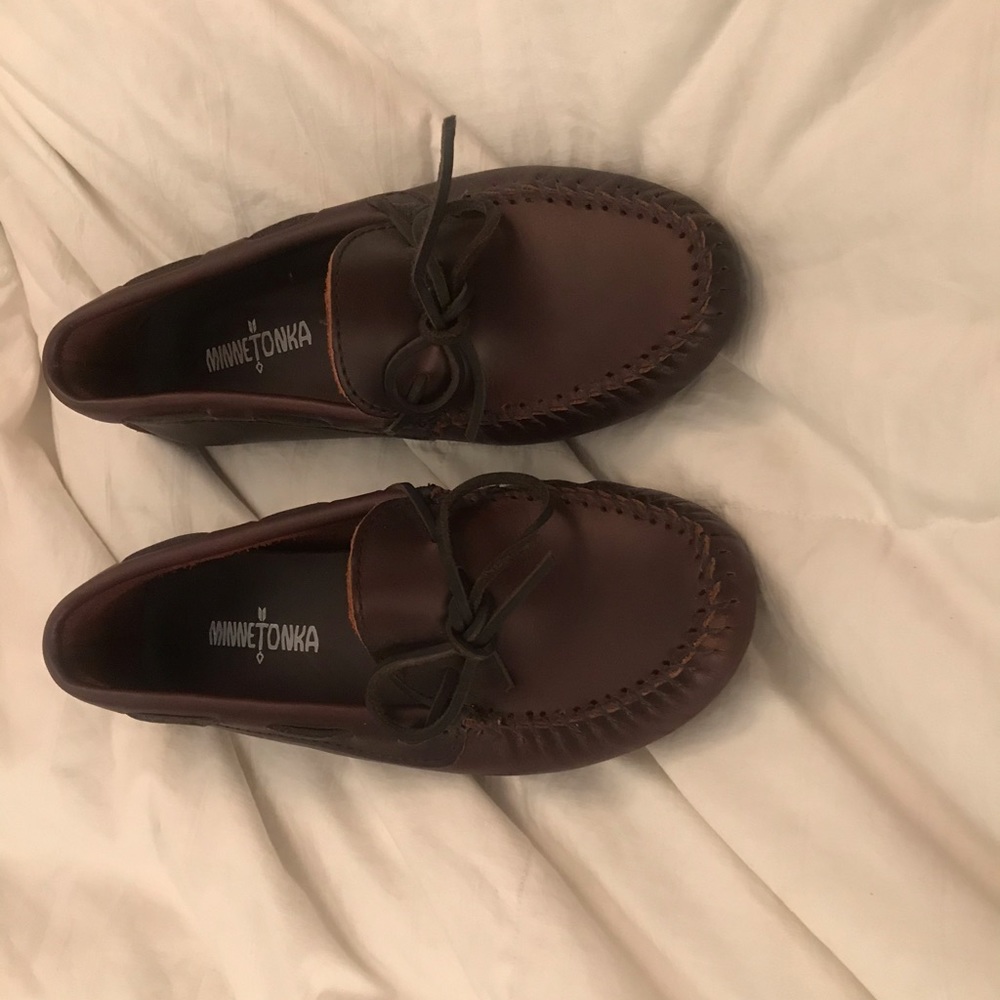 Minnetonka leather moccasins.